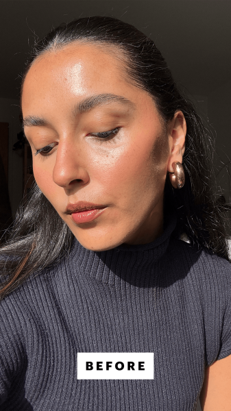 Gutierrez before applying the Bobbi Brown LongWear Cream Shadow Stick